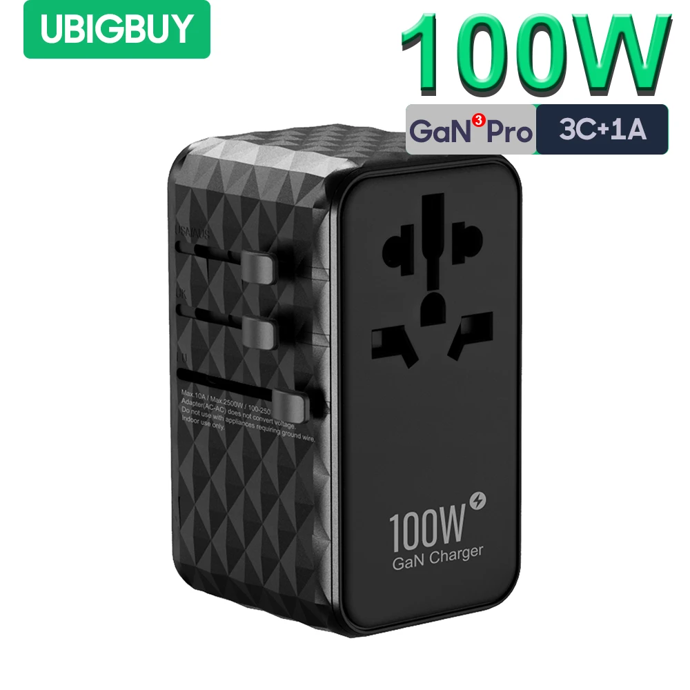 범용 여행용 어댑터, GaN 100W 국제 플러그 어댑터, 3 USB C 및 1 USB A 충전 포트, 전세계 전원 콘센트  Best5