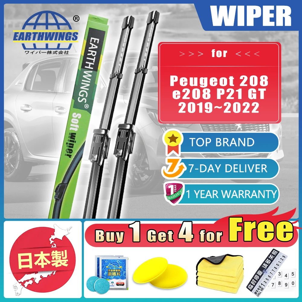 

For Peugeot 208 e208 P21 2019 2020 2021 2022 GT Front Wiper Blades Brushes Cleaning Windshield Windscreen Washer Car Accessories