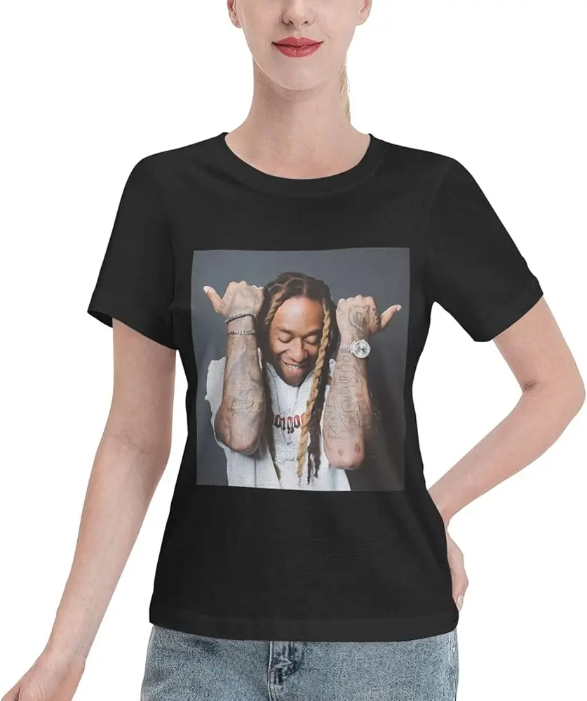 Ty Dolla Music Sign Tshirts Womens Tops Casual Basic Shirts Short Sleeve Crew Neck Cotton Tshirts Tees Tops Black