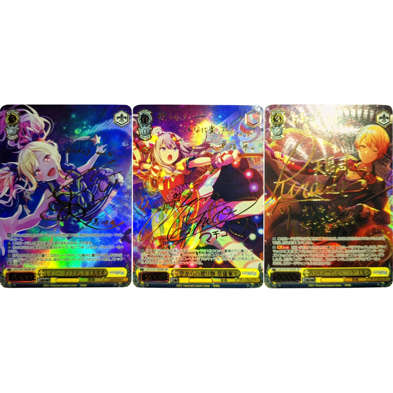 

3Pcs/set Kusanagi Nene Tenma Tsukasa Signature Refraction Color Flash Card Classic Game Anime Collection Cards Diy Gift Toys