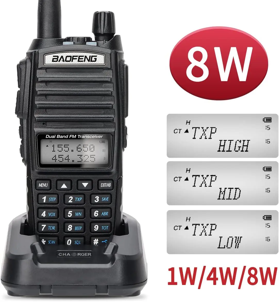 Baofeng UV 82 Walkie Talkie Real 5W 8W Ham Radio Comunicador Dual PTT Largo Alcance 2 vías Portátil FM Amateur Radio Station