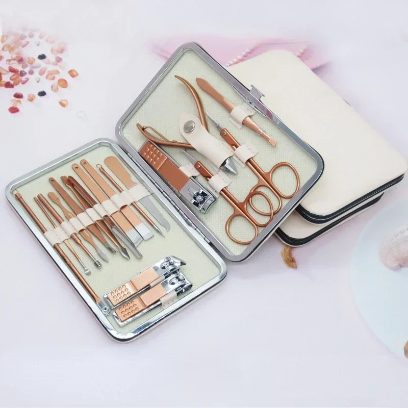 19 in 1 스테인레스 스틸 전문 매니큐어 페디큐어 키트 내향성 발톱 트리머