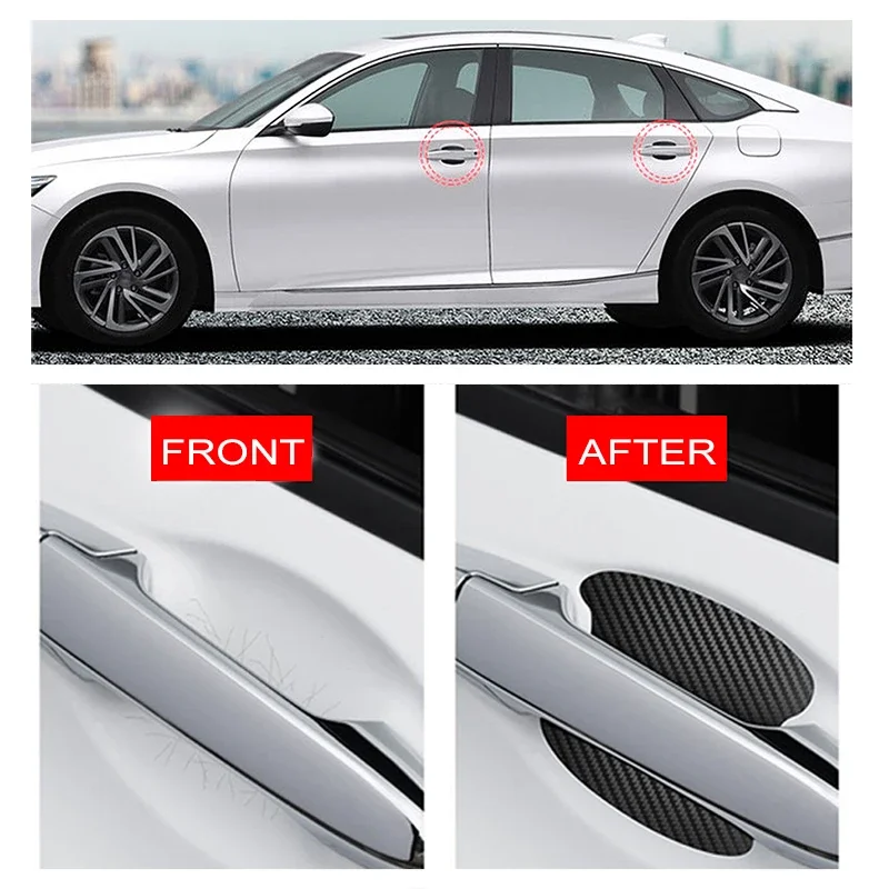 6 Color 4Pcs Car Door Sticker Carbon Fiber Scratches Resistant Cover Auto Handle Protection Film Exterior Styling Accessories