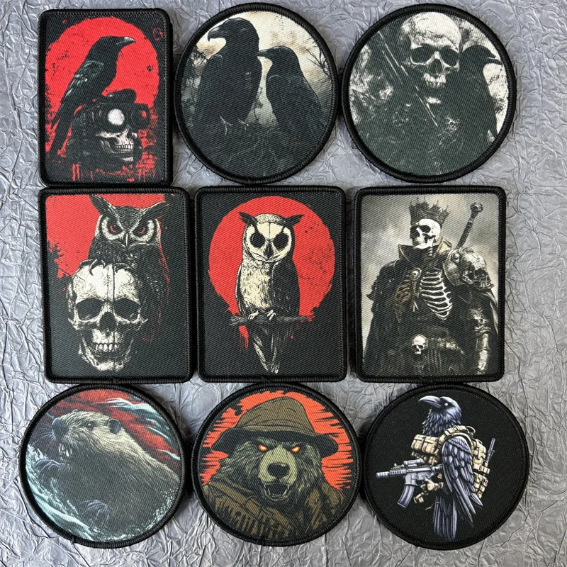 

Crow's Skull Printed Patch on Clothes Tactical and Military Accessories Morale Badge Hook and Loop Patches Backpack Stickers
