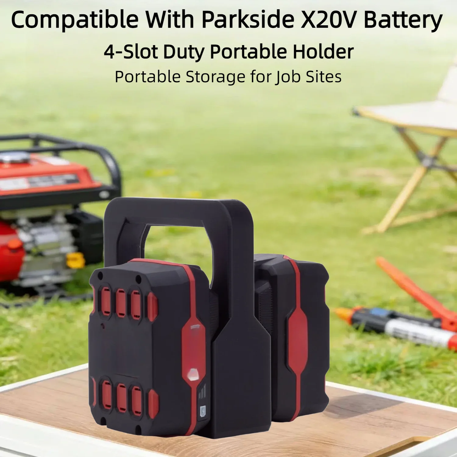 

4-Slot Handheld Battery Holder Stand for Parkside X20V Series Batteries, Portable Storage Bracket for Power Tool Batteries