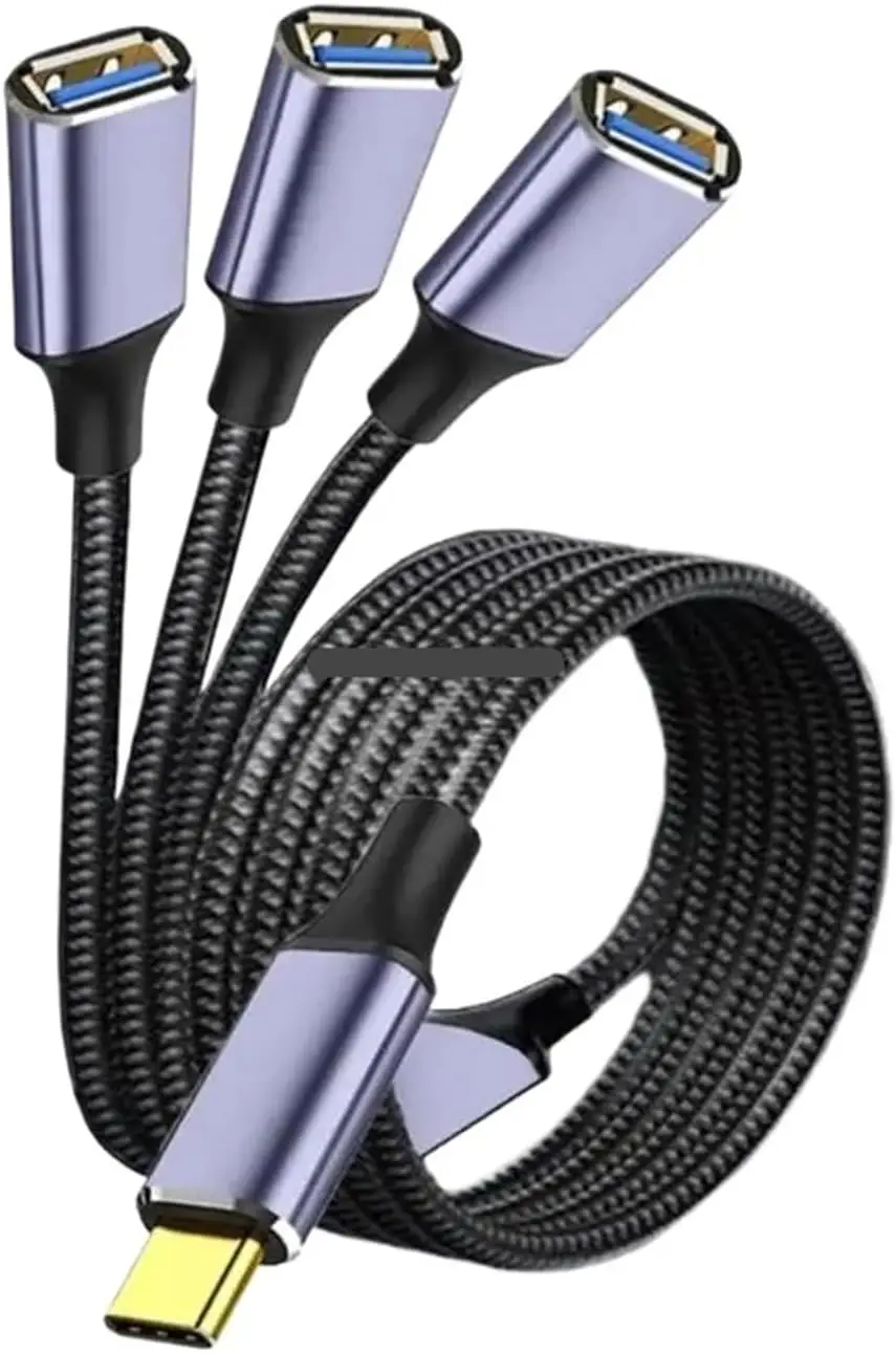 

USB C to Adapter OTG Cable 2 3 in 1 Splitter Fast with 2.0 Connectors for Tablet(120cm-1 to 3)