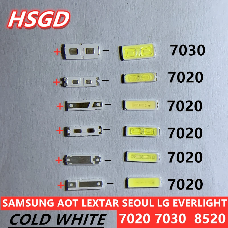 50-100pcs FOR LG Innotek Lextar UNI SAMSUNG SEOUL LED Backlight 0.5W 1W 1.5W 7020 3V 6V Cool white 40LM TV Application