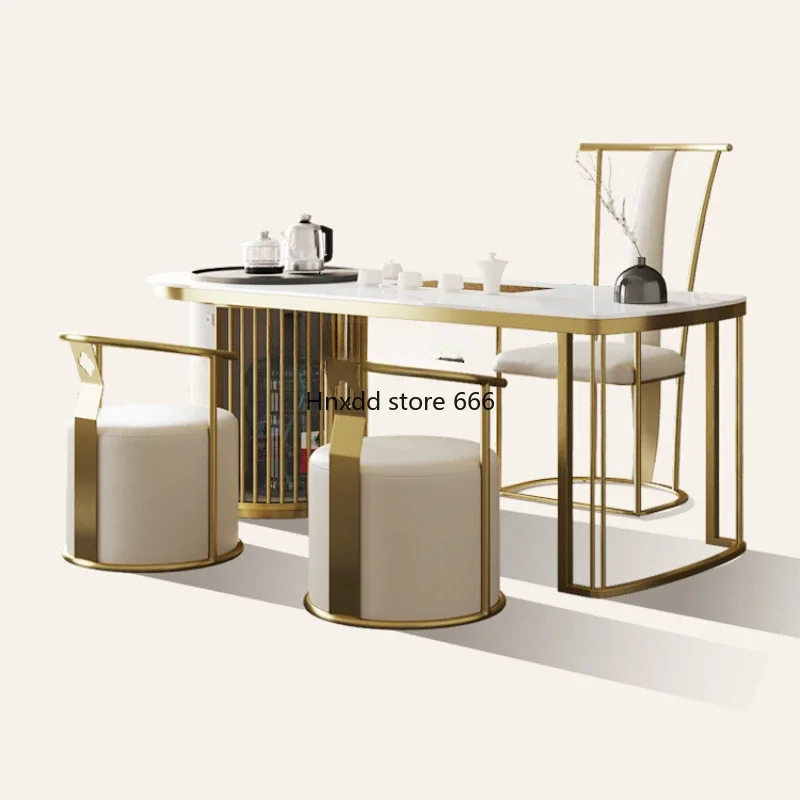 Light Luxury Stone Plate Table-Chair Set Modern Simple Home Kung Fu Tea Brewing Table Tea Table