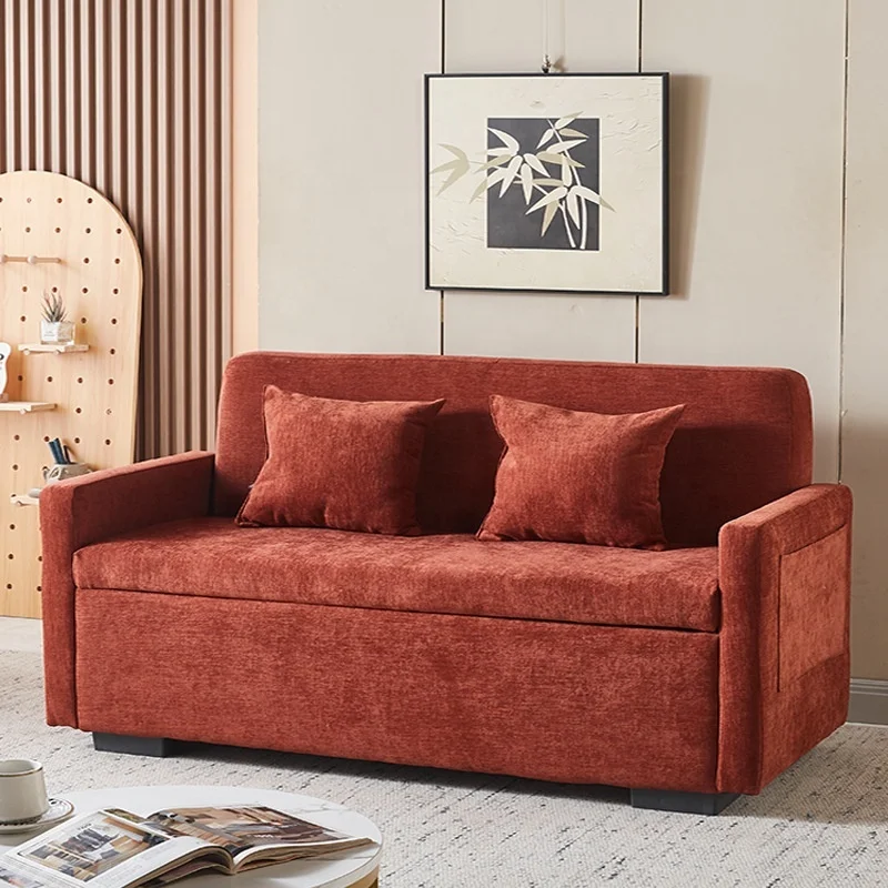 #Double Seater Modern Simple Reclining Storage Sofa Bed Small Apartment Balcony Chenille Fabric Not Easy Get Dirty Dual-use Sofa