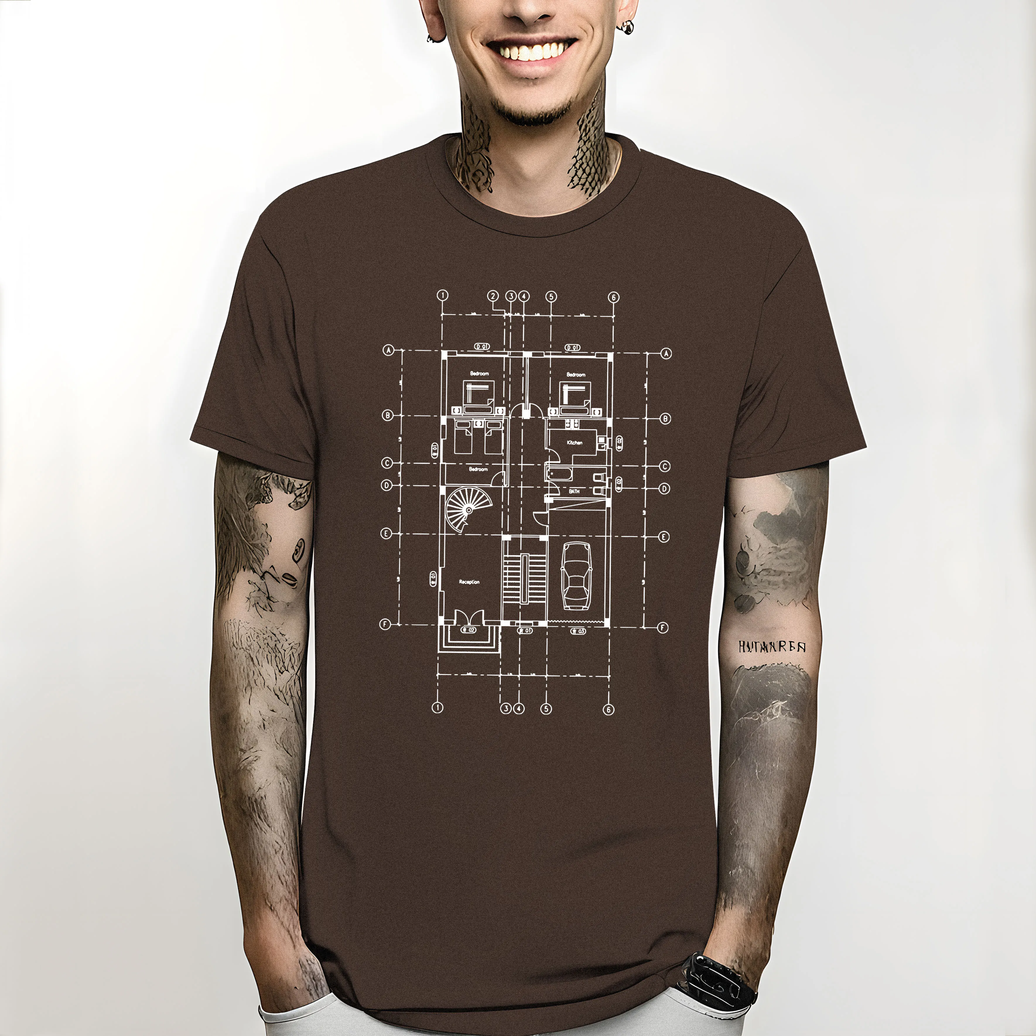 Architecture House Floor Plan T Shirts Summer Style T-shirt Mens Clothing Graphic Cotton Streetwear Short Sleeve Birthday Gifts