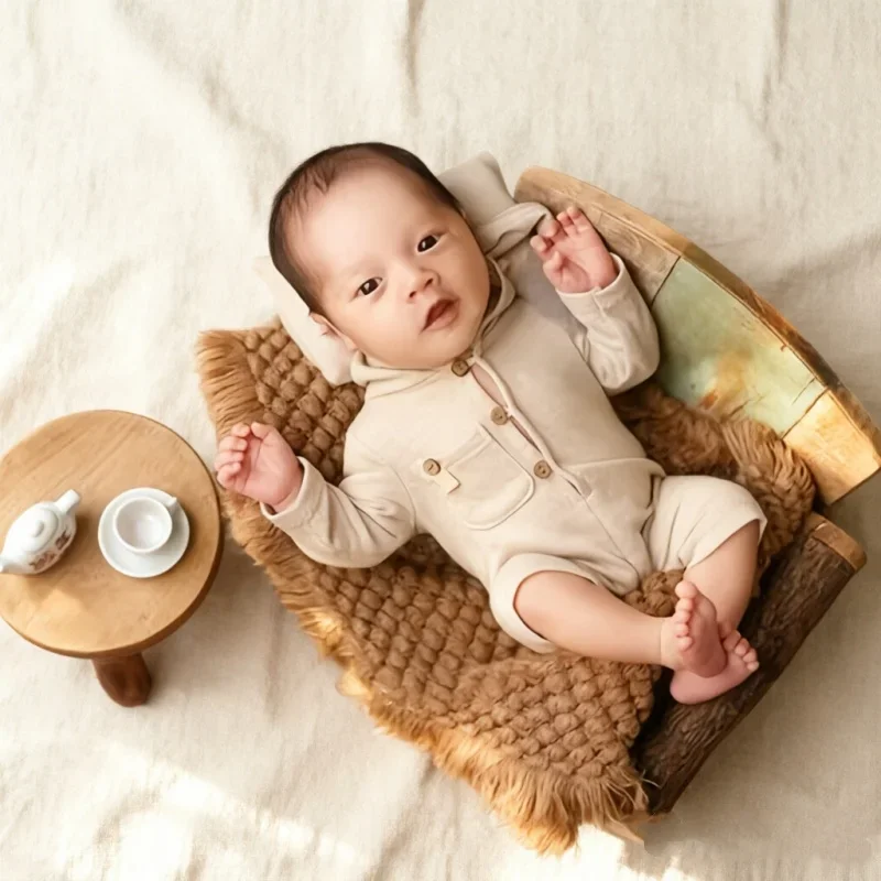 Single Multicolor Soft Crochet Blanket Newborn Photo Pad Prop Basket Filler For Baby Indoor Studio Portrait Shooting Accessory