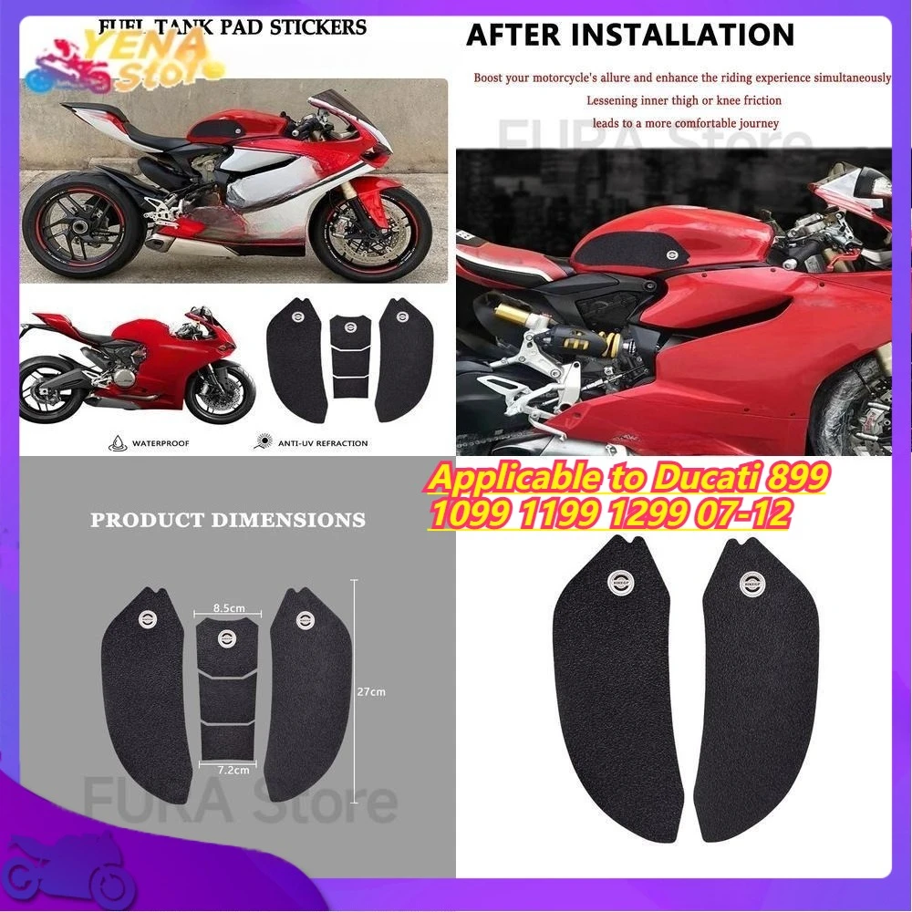 

Applicable to Ducati 899 1099 1199 1299 07-12 Fishbone Anti-slip Tank Stickers for Motorcycle