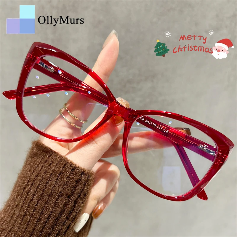 

OLLYMURS Премиум кошачий глаз очки по рецепту для близорукости женские ретро очки в большой оправе анти-синий луч прогрессивные очки для чтения