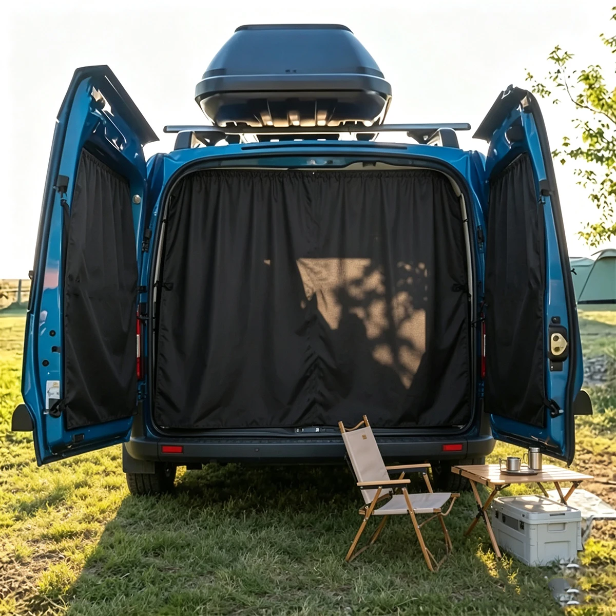 420D Material Wohnmobil-Scheunentür-Sonnenschutz, Auto-Privatsphäre-Verdunkelungsvorhänge für Fahrzeuginnenräume, Outdoor-Duschvorhänge