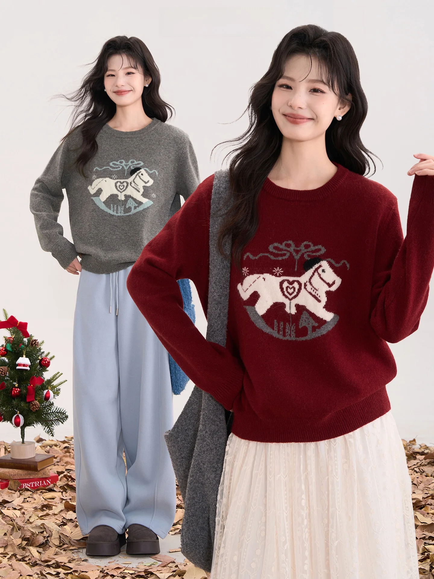 

Heme Knitted Floral Pattern Sweater Women's round Neck Base Shirt Long Sleeve Casual Style Polyester Nylon Blend Spring Autumn