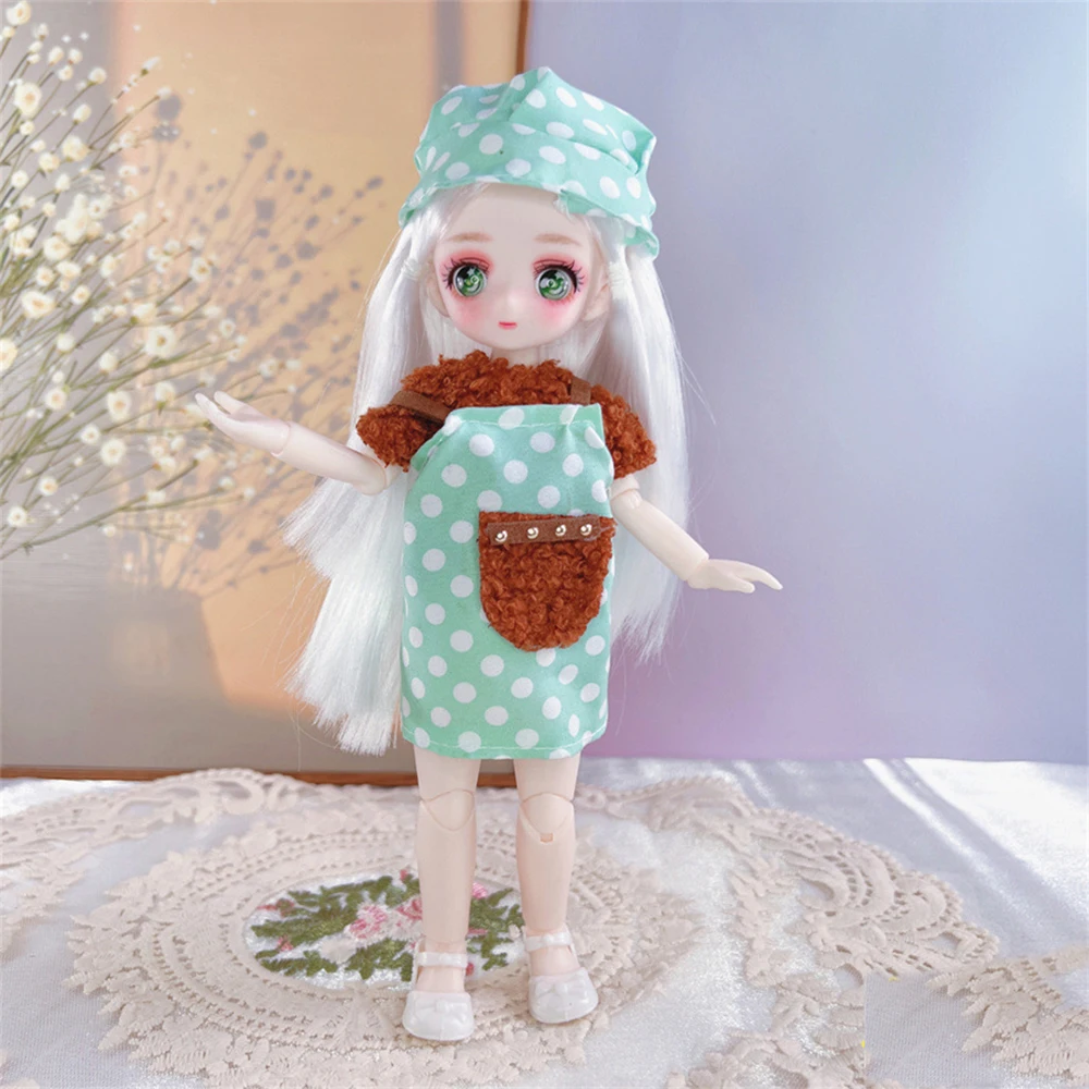 Dress Up 23cm BJD Doll with Clothes Simulated Eyes Hinge Doll Cute Removable Joints Removable Joints Doll Birthday Gift