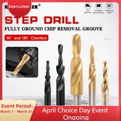 카운터 보어 트위스트 스텝 드릴, 90/180 도 코발트 함유 HSS M3 M4 M5 M6 M8 M10 M12 금속 드릴링 모따기 스텝 드릴, 1 개