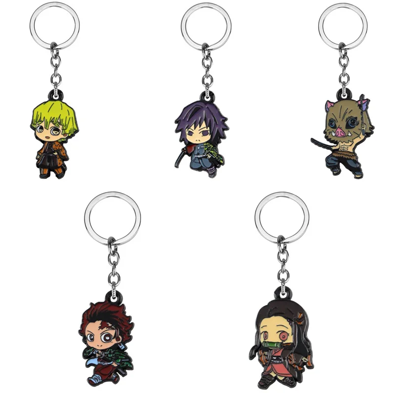 Anime Demon Slayer Portachiavi Kamado Tanjirou Acrilico Tendenza moda Portachiavi per orecchino per donna Uomo Regalo Decorazione Gioielli per auto