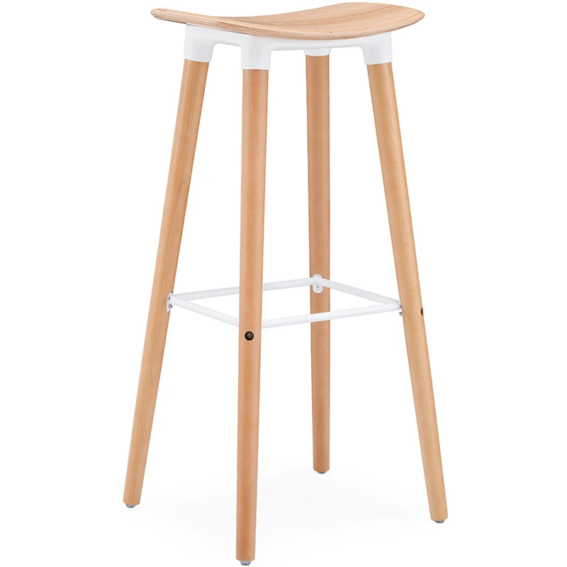 Nordic Bar Stool Personalized Solid Wood Bar Chair Ins Modern Minimalist High-Leg Stool