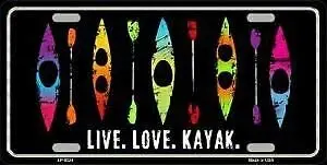 nonbrand Live Love Kayak Car Front Metal Sign with 4 Holes Metal License Novelty Tag