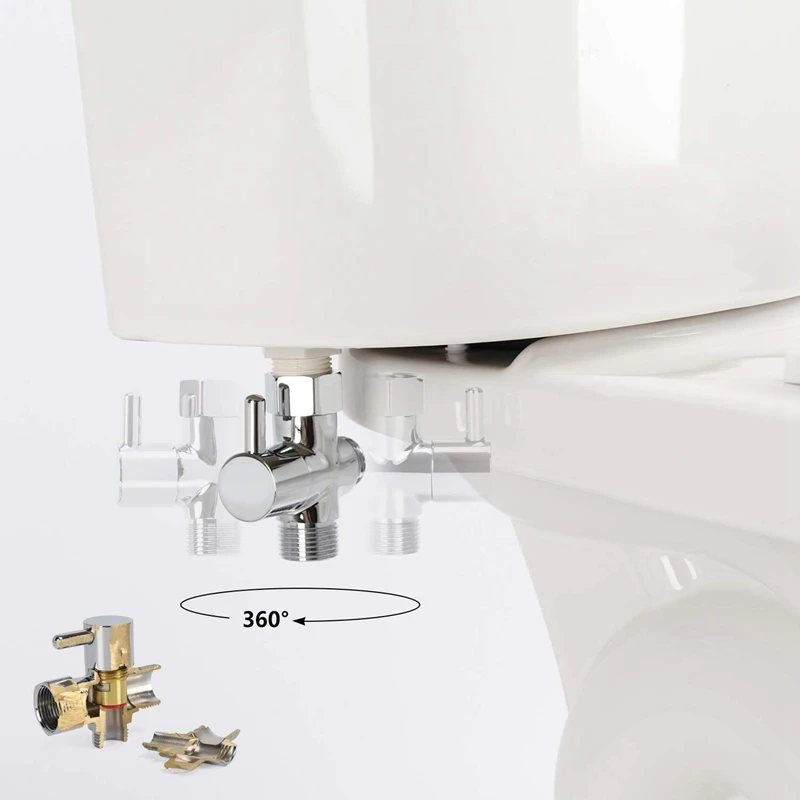 Adaptateur en T de bidet en laiton, connecteur en T d'arrêt à 3 voies, pulvérisateur de bidet de toilette, adaptateur de couche-culotte, 7/8, 7/8, 1/2