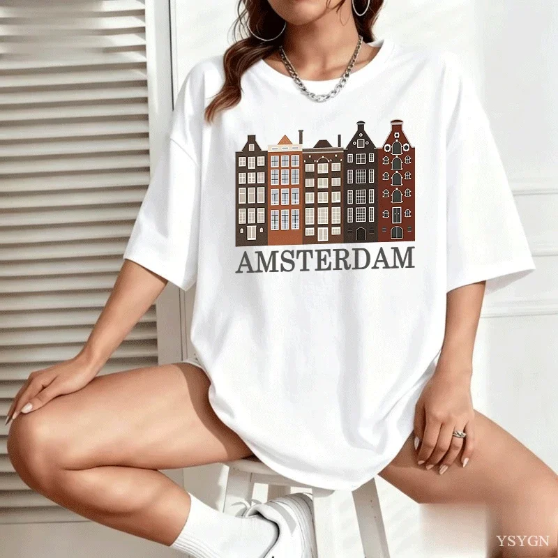 Women's Urban Landscape Amsterdam Shopping Bag Canal Home Dutch Canvas Shoulder Bag Tote Eco Shopper Reusable Handbag
