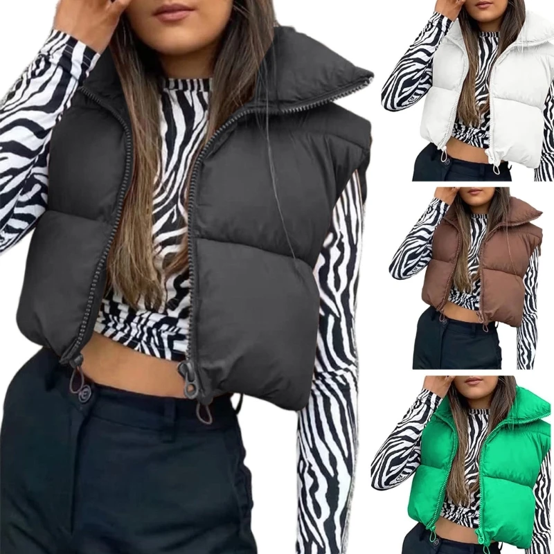 Colete feminino com colete leve sem mangas para inverno