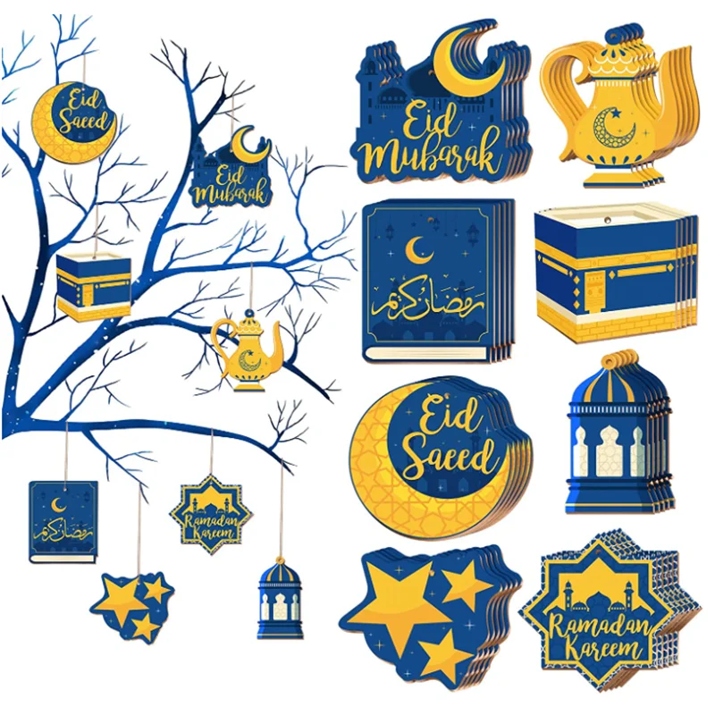 

10 Pcs Eid Mubarak Gift Hang Tags Ramadan Kareem 2023 for Home Decor Pendant Eid Al-fitr Islamic Muslim Festival Party Supplies
