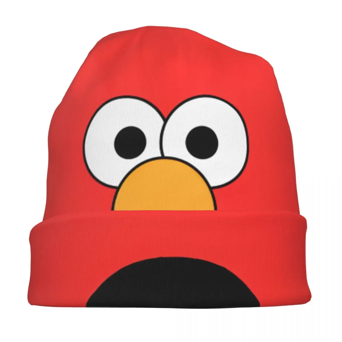 S-Sesame Street Elmo Skullies Beanies Hat Sesame Street Cartoon Comedy Goth Men Women Street Caps Warm Dual-use Bonnet Hat