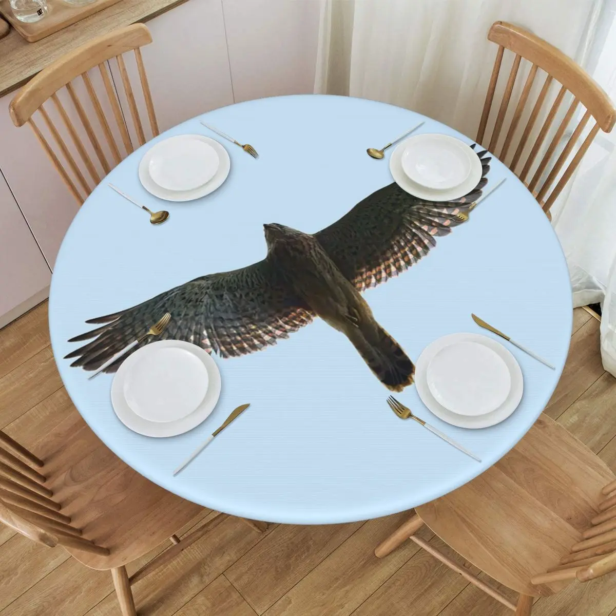 On The Fly. Common Kestrel Waterproof Round Tablecloth Oilproof Table Cloth for Kitchen Events Dining Table Cover