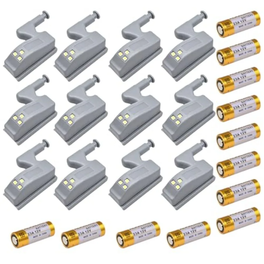 12 Pack Hinge LED Sensor Light -Smart Touch Induction Cabinet Light for Kitchen Cabinet Cupboard Closet Night Lights, Living Ro