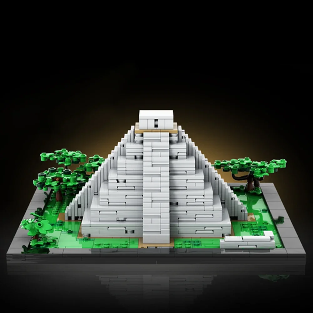 MOC City Street View Piramide Maya Modello Building Block set Architettura retrò Punto di riferimento Educazione Giocattoli in mattoni Regalo di compleanno per bambini