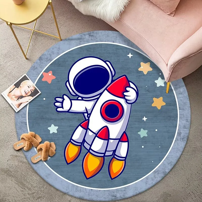 Living Room Bedrooms Cartoon Round Carpets Computer Chair Hanging Basket Rocking Chair Carpet Bathroom Non-slip Astronaut Rugs