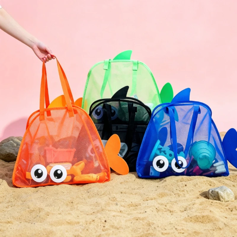 Cute Large Capacity Storage Bag Portable Foldable Mesh Sand Digging Toy Organizer Pouch for Beach Travel Outdoor Sports