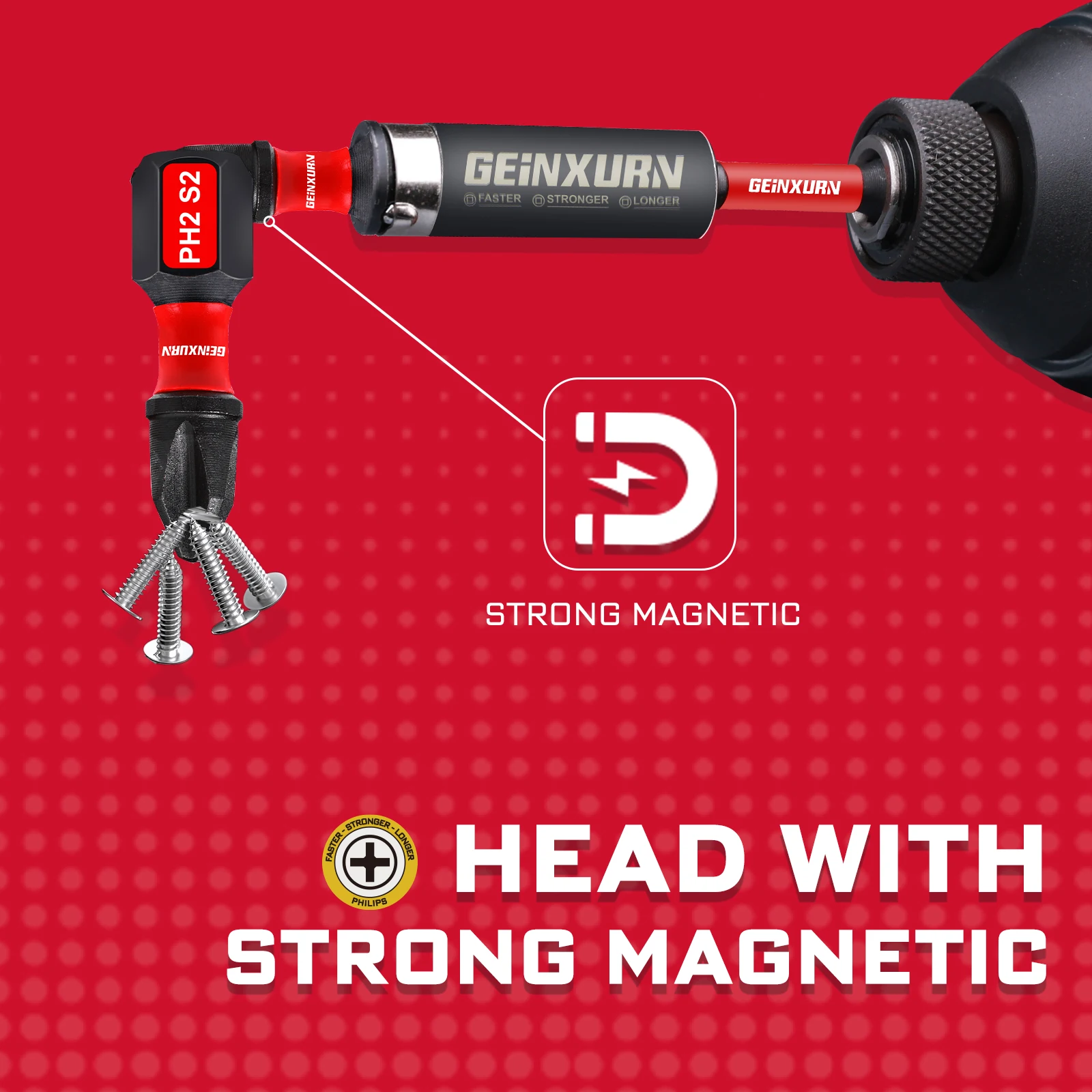 Geinxurn 22PCS Mixed 1”/2” HEX/Pozi/Phillips/Torx/SLOTTED Magnetic S2 Steel Multi Cross Driver Bits,1 Pc Bit Holder with