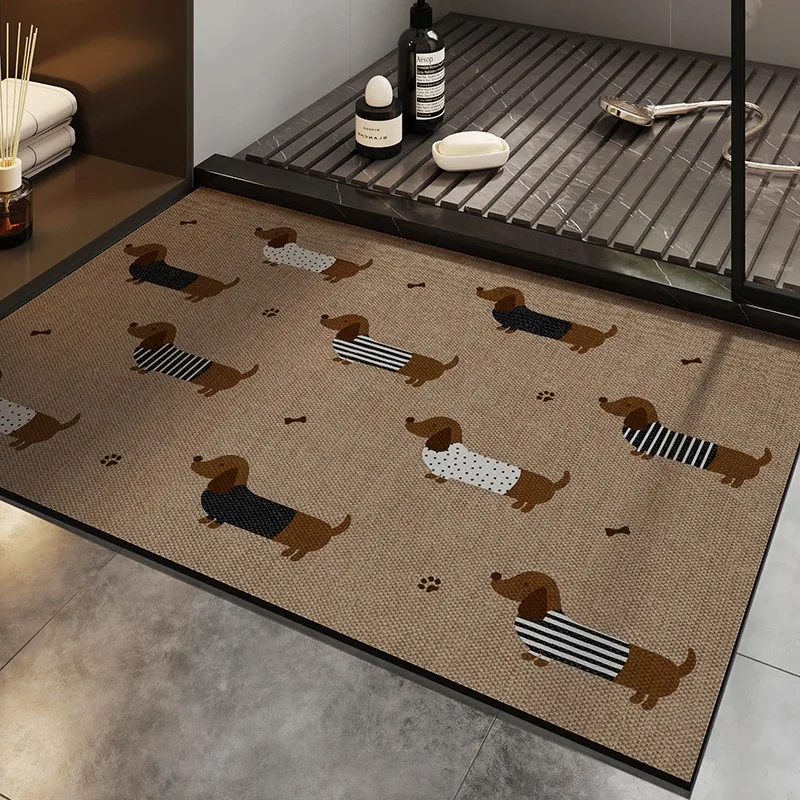 

Bathroom Non-slip Floor Mat Absorbent Foot Mats Diatom Mud Carpet Brown Sausage Dog Carpets Home Decoration Rug for Kitchen