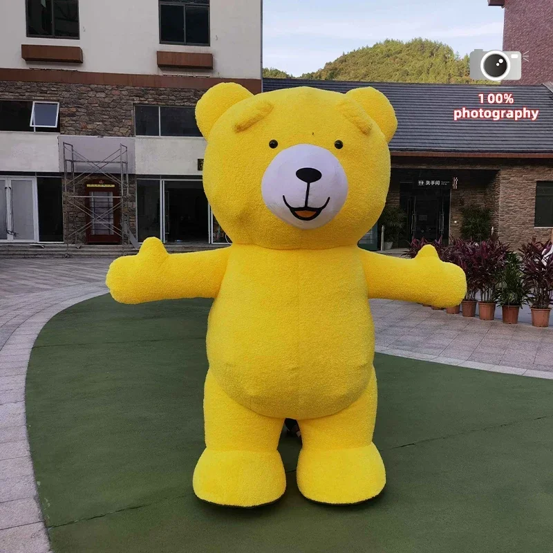 Simpatico orso colorato gonfiabile costume della mascotte bambola del fumetto abiti per adulti bella abbigliamento cosplay attività di carnevale di Halloween