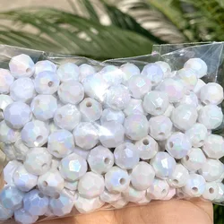 500g Polygonal Bead Plated AB Colorful 8MM 10MM Loose Spacer Balls Beads For Women DIY Beaded Bag Jewelry Making Accessories