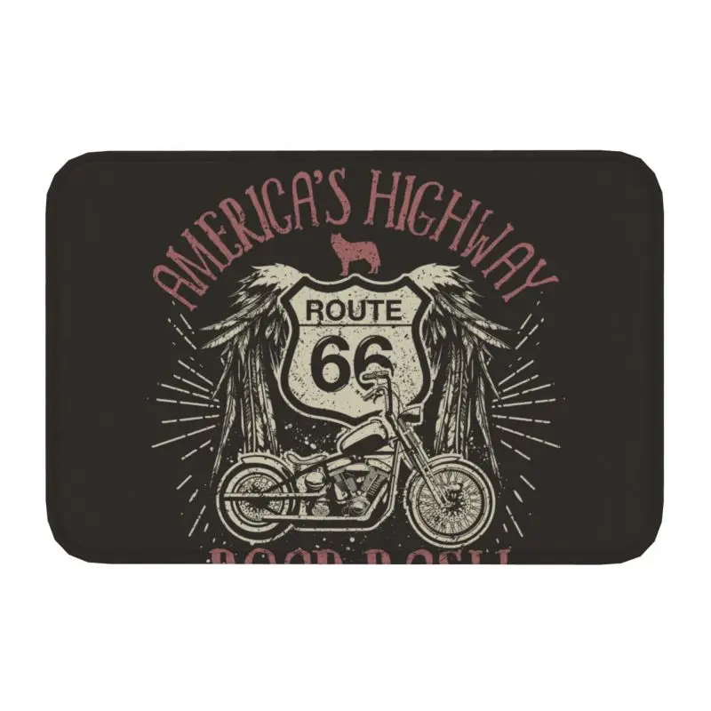 America Highway Route 66 Front Door Mat Outdoor Quick Dry Main Street of America Doormat Kitchen Balcony Entrance Rug Carpet