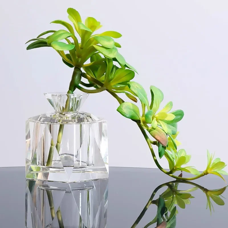 European Elegant Mini Clear K9 Crystal Vase Small Large For Home Tabletop Decoration Flower Green Plant Storage Jardiniere