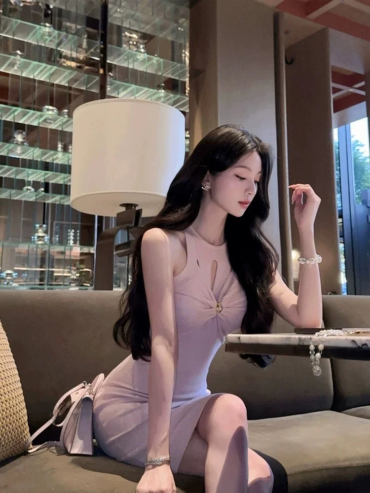 

Лето 2025: Новая женская вязаная юбка-миди с вырезами, облегающая, сексуальная, с высокой талией, однотонная, повседневная, для офиса