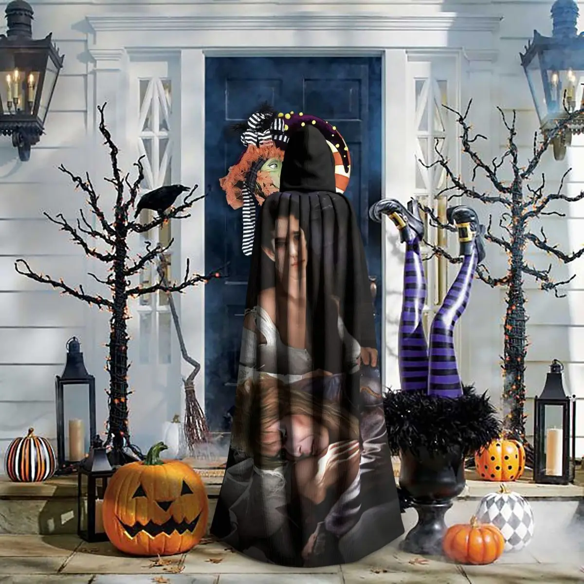 Jareth ملك العفاريت الوقاية في متاهة طويلة مقنعين عباءة الساحرة القرون الوسطى زي تأثيري كيب هالوين مصاص دماء الكبار