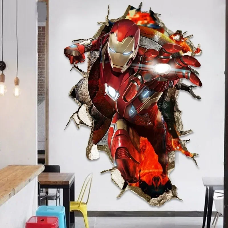 Marvel The Avengers Captain America Hulk Iron Man Spiderman Boy\'s Room New Anime Cartoon Decorative Self-Adhesive Wall Sticker