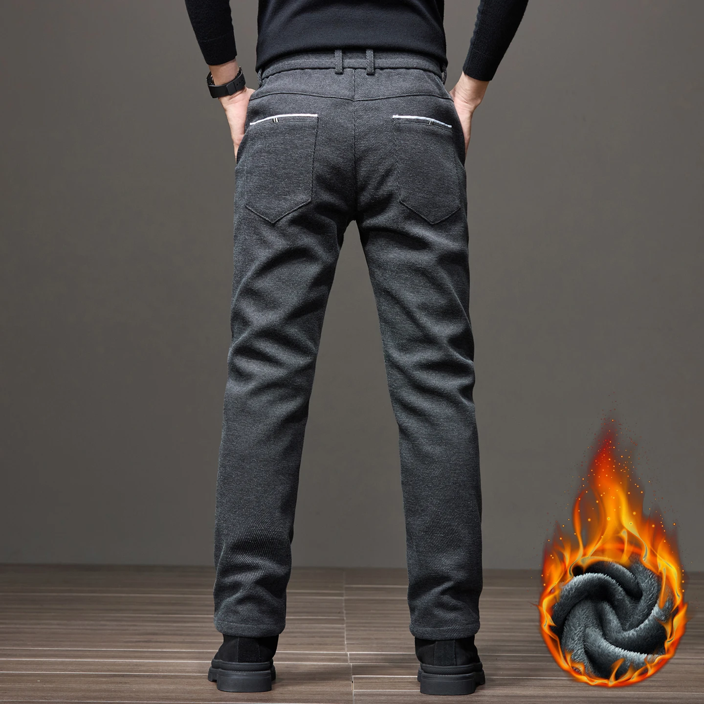 الشتاء الأعمال سميكة المخملية سراويل تقليدية الرجال الملابس المألوف مستقيم تمتد الصوف السراويل الذكور الدافئة أفخم السراويل