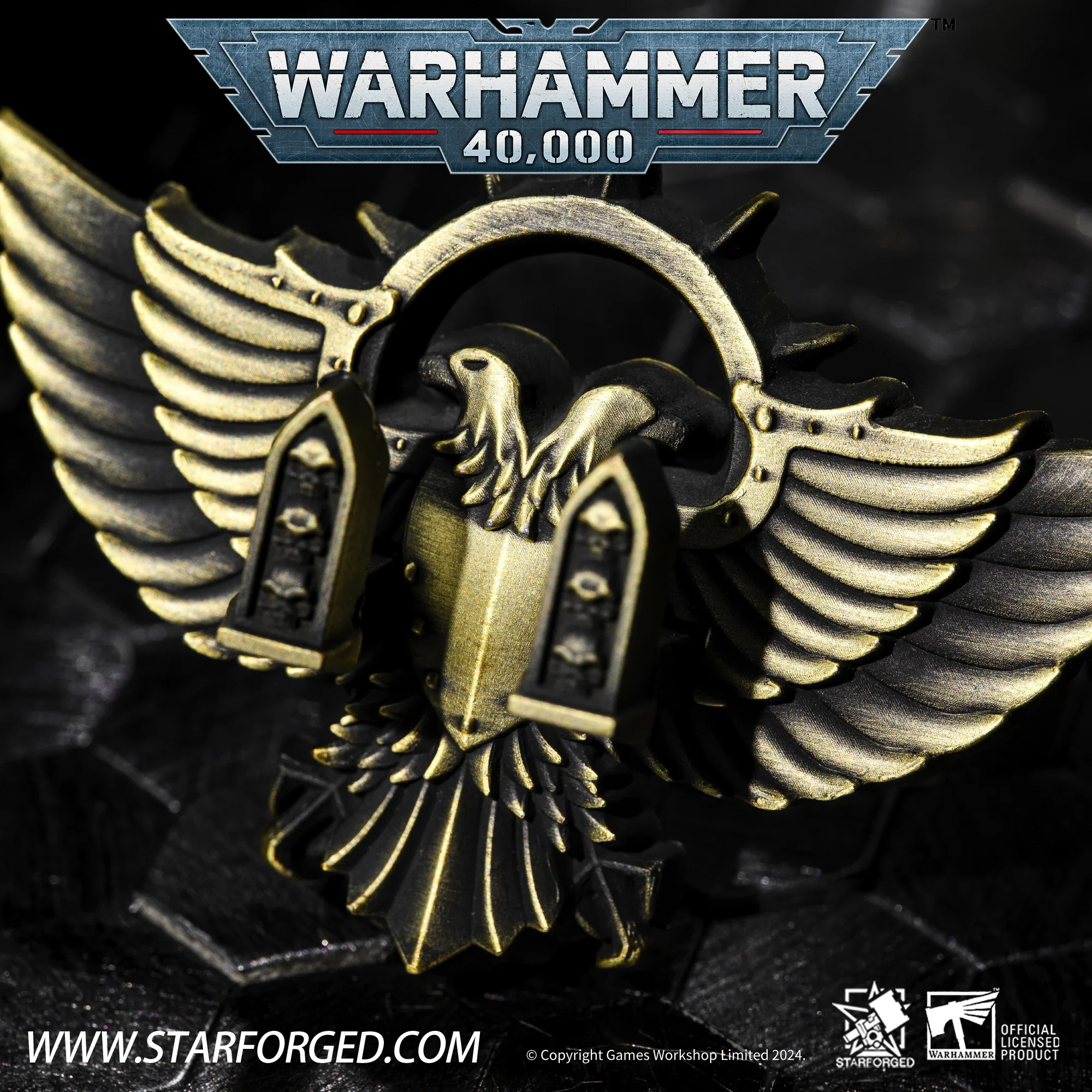 Starforged Star Forged Warhammer 40K Peripherals Imperium of Man Double Headed Eagle Key Hook Metal Badge Game Peripherals