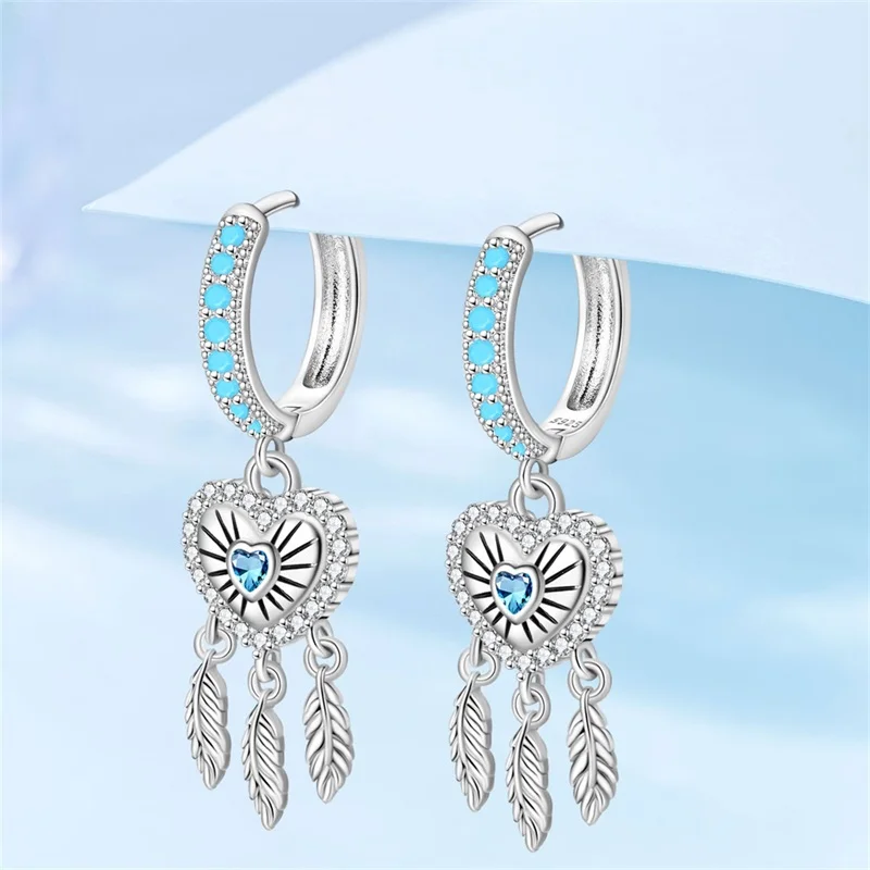 Hot Sales 925 Sterling Silver Heart Catching Dream Net Earrings Adorable For Women Birthday Anniversary Surprise Jewelry Gifts