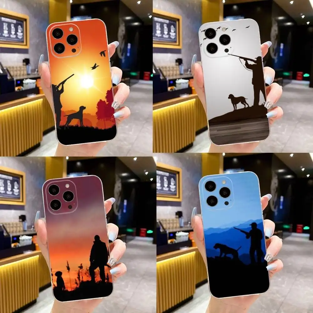

Hunter Dog Hunting Phone Case For iPhone 16,15,14,13,12,11 Plus,Pro,Max,XR,XS,X,7,8 Plus,SE,Mini Transparent Soft Cover