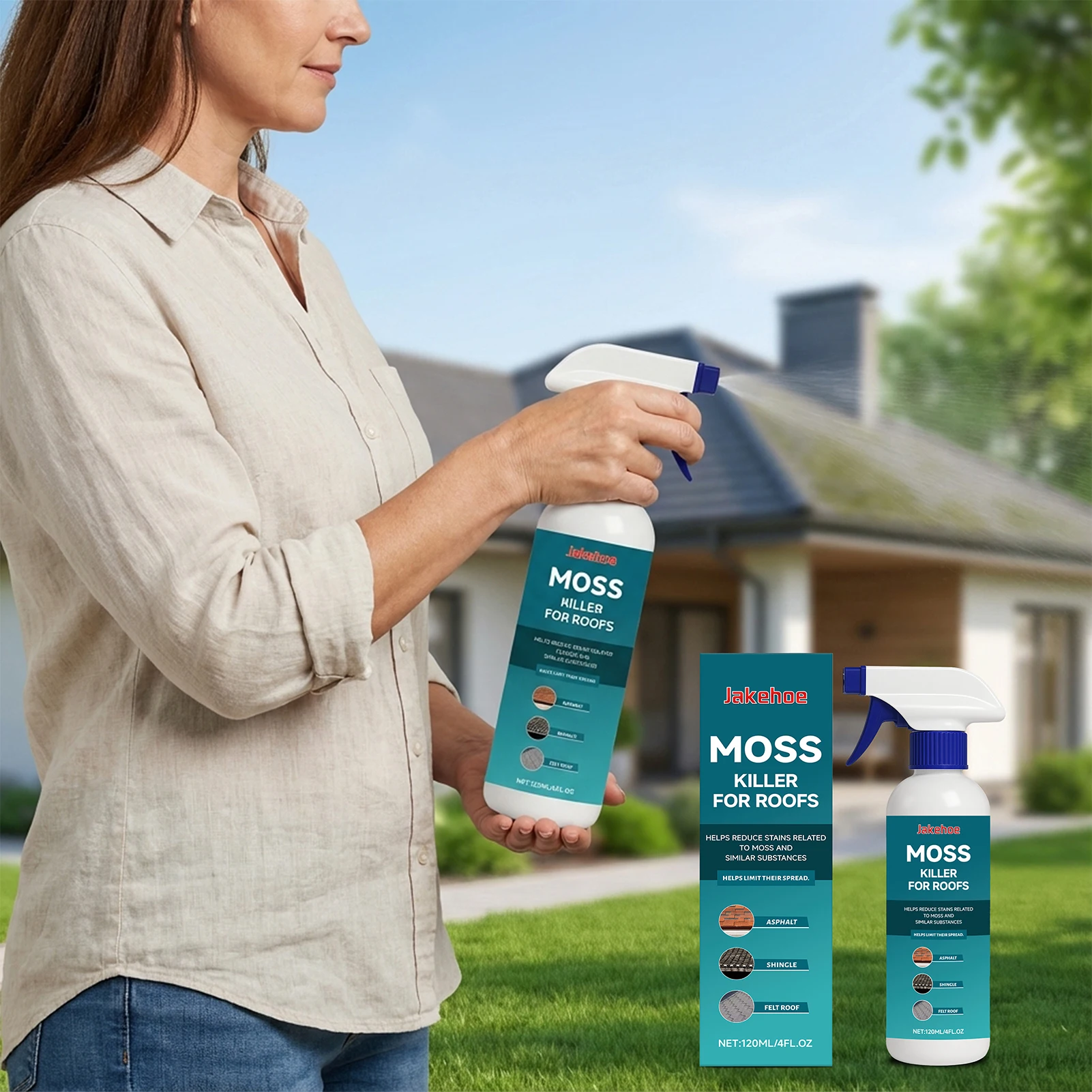 Roofs Moss Remover For Shingles Outdoor Algae Mold Cleaner Concentrate Long Term Moss Prevention Spray Safe For All Roofs Types