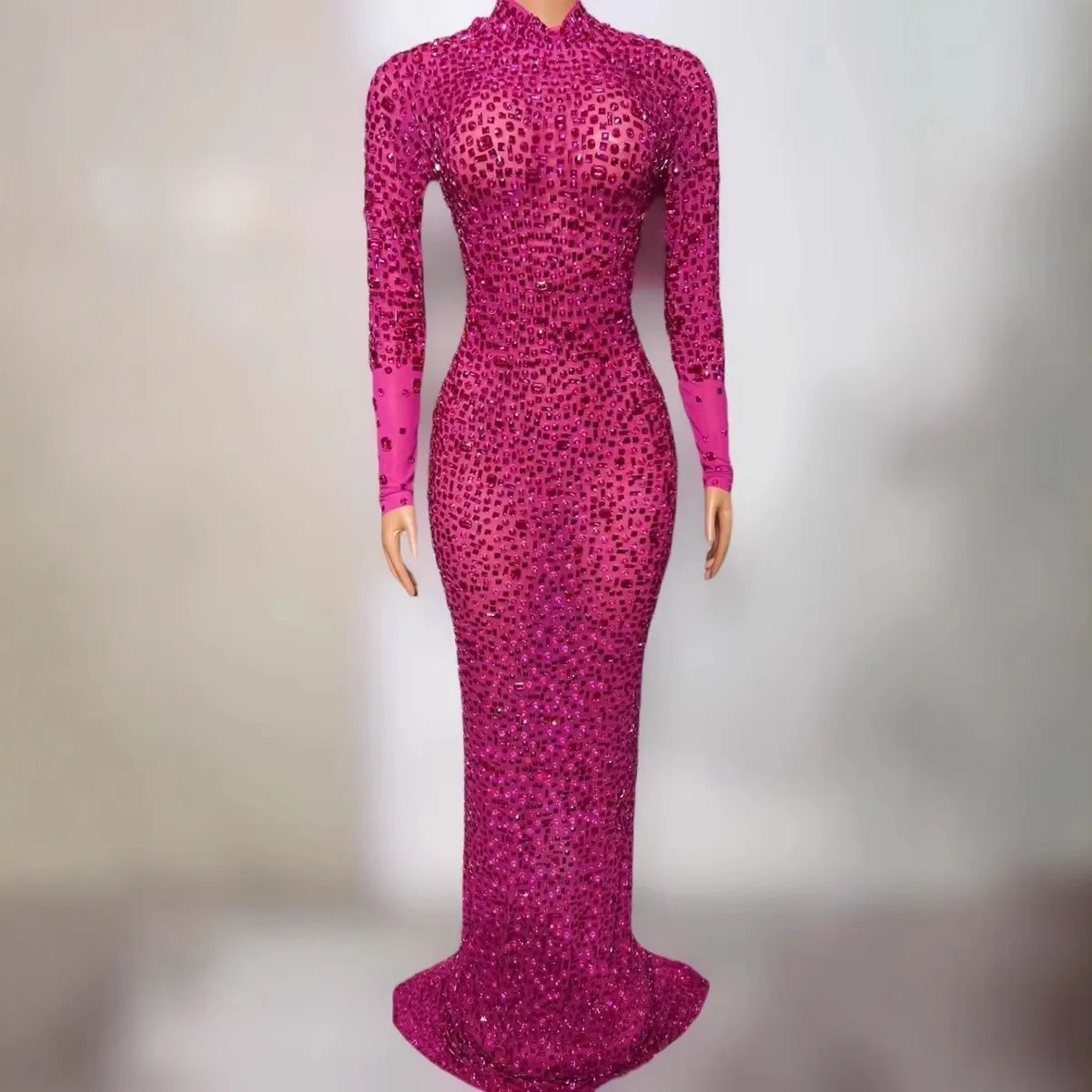 Di fascia alta di lusso oro diamante aderente temperamento versatile abito compleanno abito di fascia alta reception festa serale Abendkleid