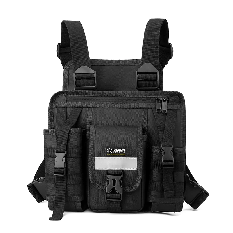 

gReflective Design ChestRig Bag Wear-resistant Tactical Vest Bag Multiple Pockets Students Chest Bag Hip-hop Streetwear Backpack